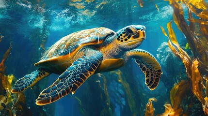 Fototapeta premium Sea Turtle Underwater