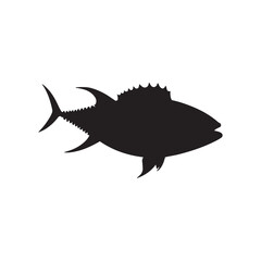 Graceful silhouette of a tuna, tuna silhouette vector illustration. tuna silhouette simple vector icon