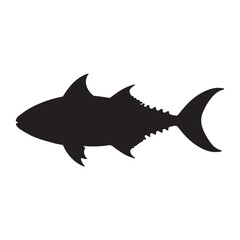 Graceful silhouette of a tuna, tuna silhouette vector illustration. tuna silhouette simple vector icon