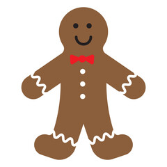 Gingerbread man icon. Smiling cookie figure. Christmas holiday treat. Vector illustration.
