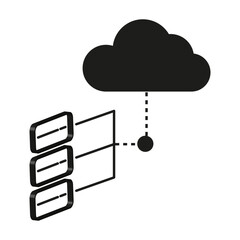 Cloud connection symbol. Vector server network. Technology storage icon. Black and white.