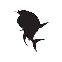 Graceful silhouette of a tuna, tuna silhouette vector illustration. tuna silhouette simple vector icon