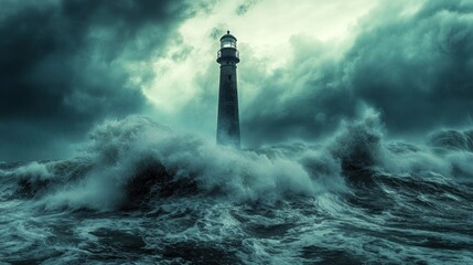 Fototapeta premium Lighthouse in Stormy Sea