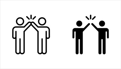 High five linear icon set. Success gesture. Collaboration. vector illustration on white background