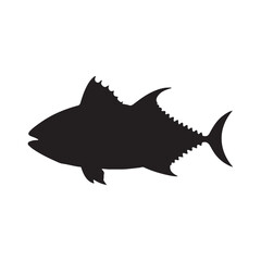 Graceful silhouette of a tuna, tuna silhouette vector illustration. tuna silhouette simple vector icon
