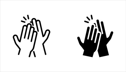 High five linear icon set. Success gesture. Collaboration. vector illustration on white background