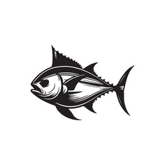 Graceful silhouette of a tuna, tuna silhouette vector illustration. tuna silhouette simple vector icon