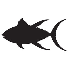 Graceful silhouette of a tuna, tuna silhouette vector illustration. tuna silhouette simple vector icon
