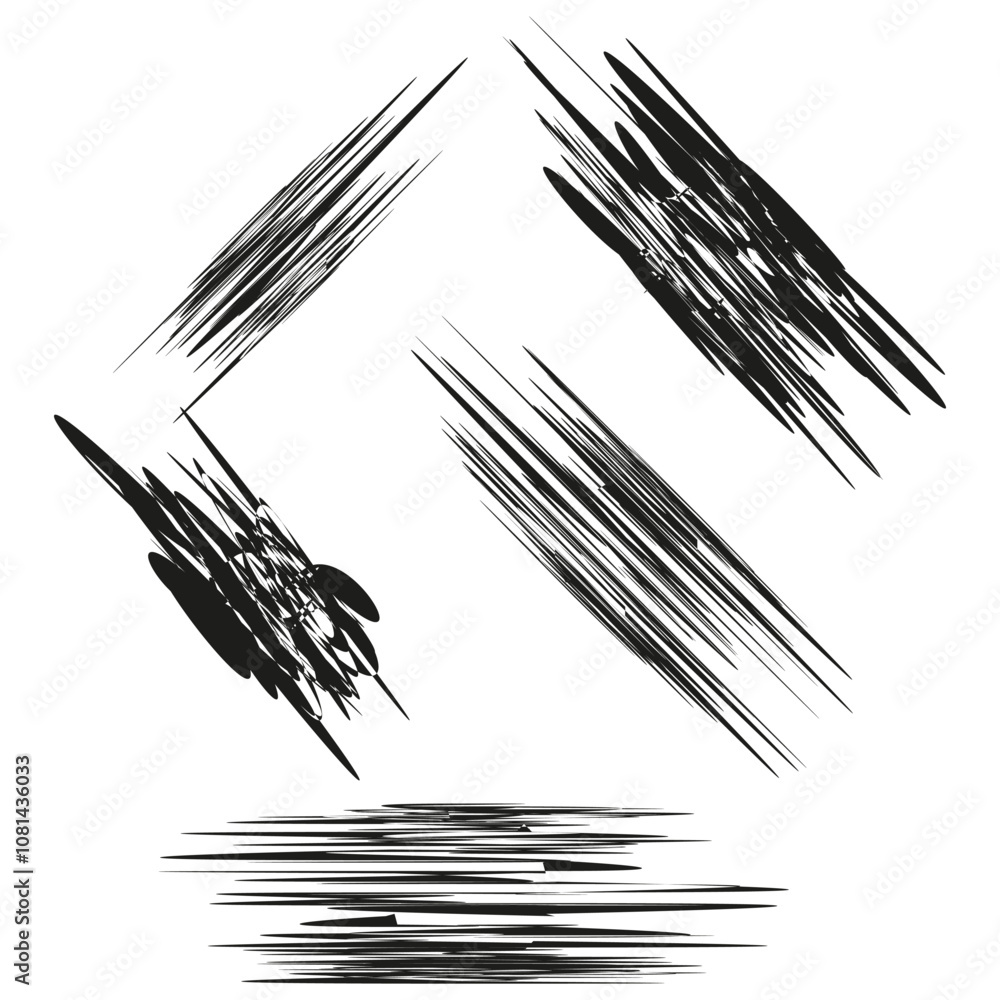 Poster geometric stroke patterns. abstract sharp lines. dynamic linear forms. grunge stroke design.