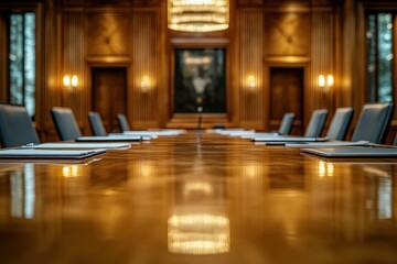 Wide-angle view of a busy road construction scene in an urban area, high-rise buildings in the background, workers in reflective vests, and machinery rolling fresh asphalt