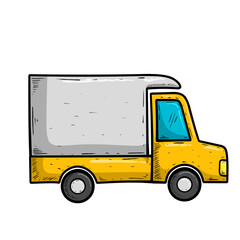 yellow truck isolated on white