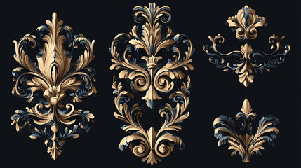 Baroque style flourishes collection. Baroque. Illustration