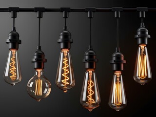 Fototapeta premium vintage light bulbs on a black background