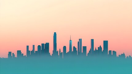 Fototapeta premium City Skyline Sunset Silhouette