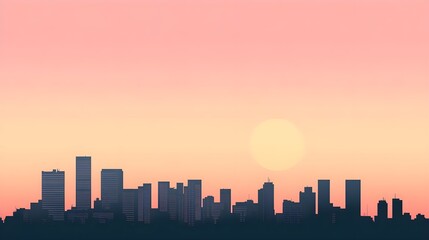 Obraz premium City Skyline Sunset Silhouette
