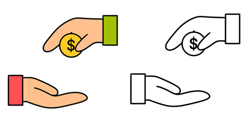 Giving money icon. Payment illustration symbol. Line Art Giving Money.