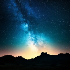 A stunning night sky view of the Milky Way Galaxy over a mountain range.