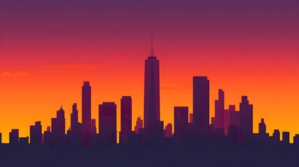 Fototapeta premium Cityscape Sunset Silhouette