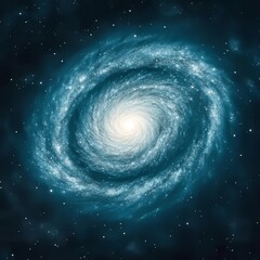 Fototapeta premium A swirling blue galaxy with a bright core in the center.