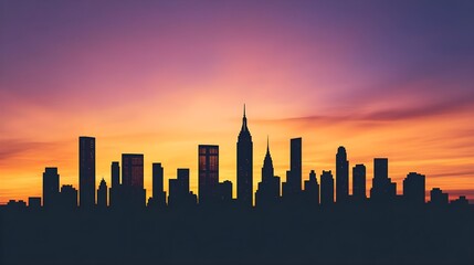 Obraz premium Cityscape Sunset Silhouette