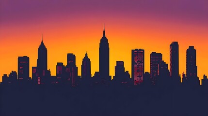 Fototapeta premium Cityscape Sunset Silhouette
