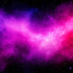 Fototapeta premium A vibrant nebula with pink and purple hues against a dark background with twinkling stars.