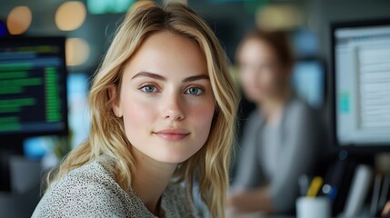 Young Focused and Determined Female Professional Analyzing Data and Research on Laptop Computer at Her Desk in Modern Office Environment
