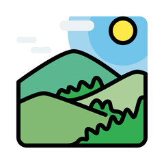 Hills vector illustration in cartoon style, for tourism and holiday.
