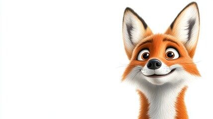 Adorable Cartoon Fox Happy Animal Wildlife Illustration Digital Art