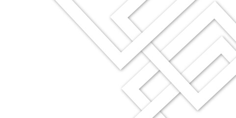 White abstract geometric background with white paper sheets soars as abstract spaces with rectangles, parallel stripes, perspective, shadows in simple strict modern material in triangle and square.	
