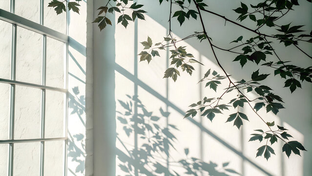 white window with leaves