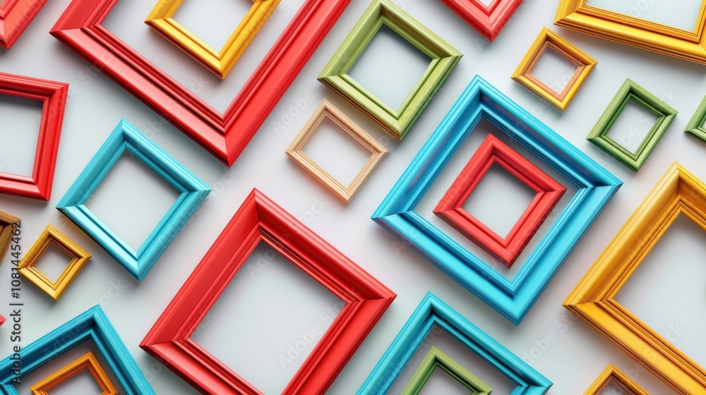 Aufkleber colorful assorted picture frames displayed on a light background with contemporary design elements f