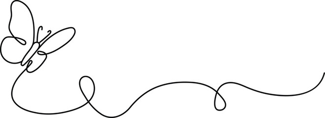 Continuous butterfly one line drawing and simple single outline vector Drawing