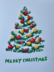 オイルパステルで描いたクリスマスツリー