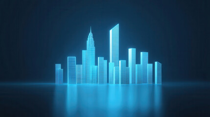 Obraz premium futuristic 3D city skyline with glowing skyscrapers and smart grid design, showcasing modern architecture and technology