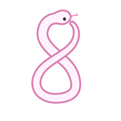 数字の8になるコミカルでかわいいピンクの蛇