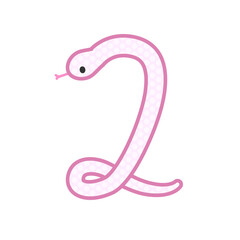 Obraz premium 数字の2になるコミカルでかわいいピンクの蛇