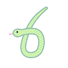 数字の6になるコミカルでかわいい緑の蛇