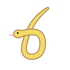 数字の6になるコミカルでかわいい金色の蛇