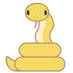 とぐろを巻くコミカルでかわいい金色の蛇