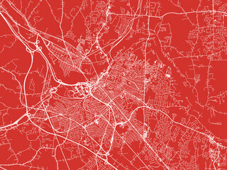 Christmas Map of Schenectady New York, USA in Snowy White on Festive Red Background.
