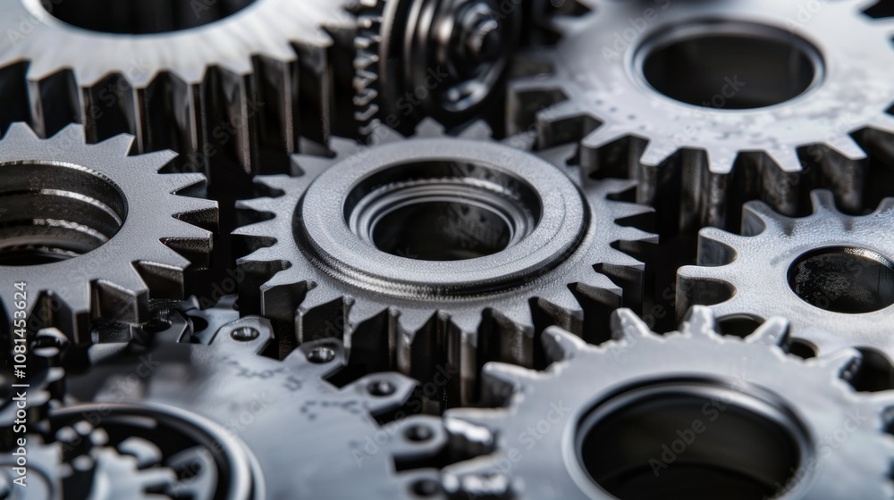 Aufkleber a collection of gears in different shapes and sizes working together harmoniously, depicting the col
