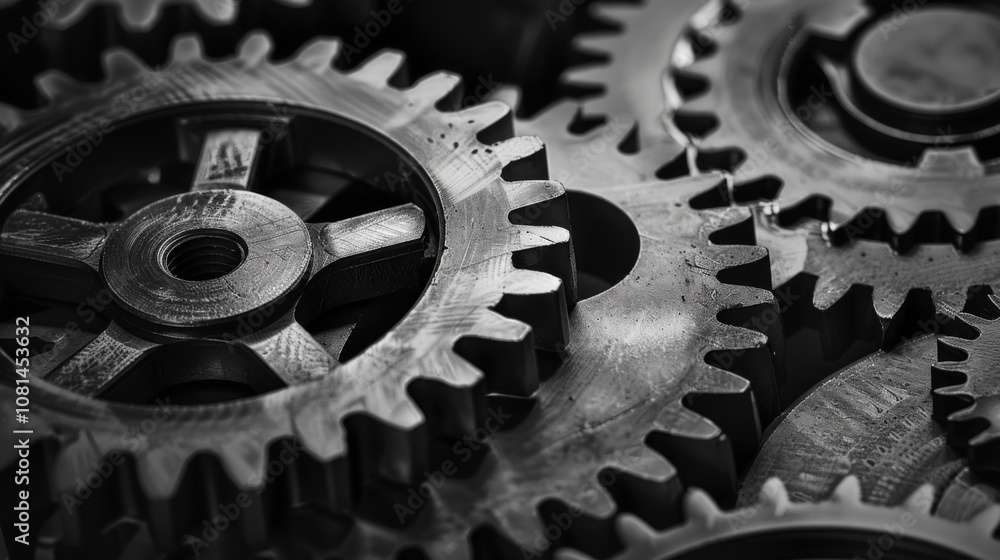 Poster A collection of gears in different shapes and sizes working together harmoniously, Depicting the collaborative effort and efficiency of diverse teams, photography style