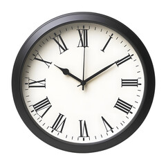 Full image of clean and clear wall clock isolated on transparent background