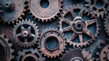 A collection of gears in different shapes and sizes working together smoothly, Depicting the collaborative effort and efficiency of diverse teams, photography style