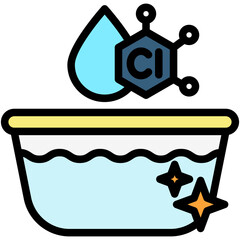 Chlorine flat outline color icon, use for UI, UX, app and web development, digital or print. for industry, education, business, ecology and environment, water treatment theme.
