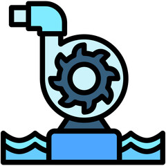 Centrifuge flat outline color icon, use for UI, UX, app and web development, digital or print. for industry, education, business, ecology and environment, water treatment theme.