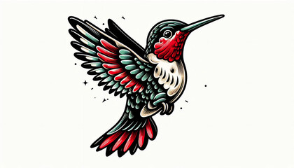 ハチドリのタトゥー風イラスト