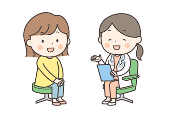 女性医師と笑顔で話す女性