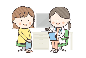 女性医師と笑顔で話す女性